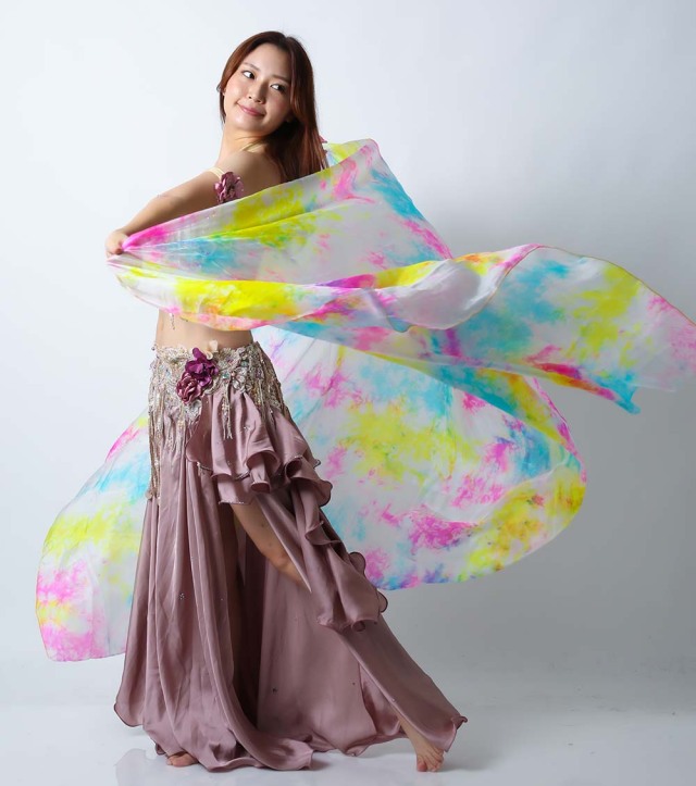 ベリーダンス高級シルクベール R26-19サイズ240cm*112cm(タイダイ