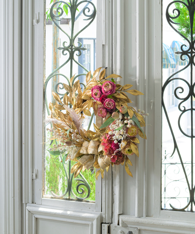 ラナンキュラスリース2L24 アートフラワー アーティフィシャルフラワー