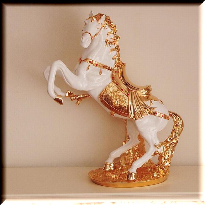fu-collection】 アニマルオブジェ ホワイトホース Sサイズ 跳ね馬