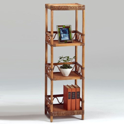 カザマ “ラタンシェルフ L （4段：AB）” おしゃれで機能的