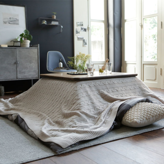 Fab the Home】ケーブルニット マルチカバー 190×240 3人用 ソファ