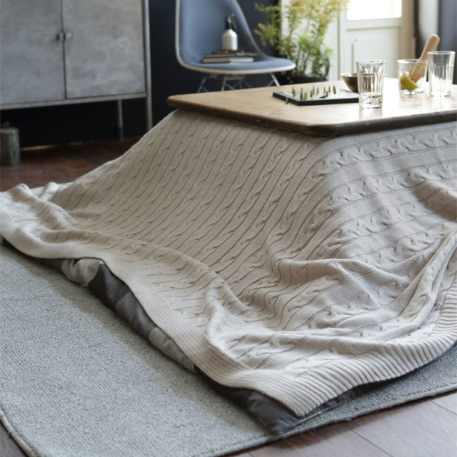 Fab the Home】ケーブルニット マルチカバー 190×240 3人用 ソファ