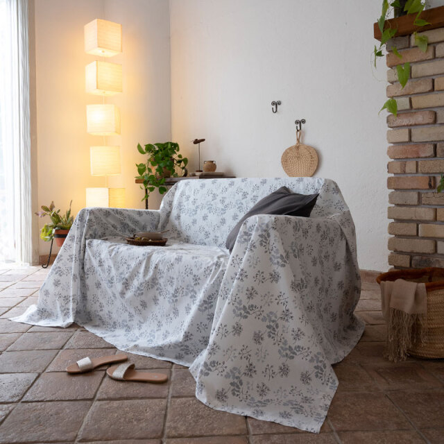 Fab the Home】ハーベスト/グレイ マルチカバー 210×210cm ソファ