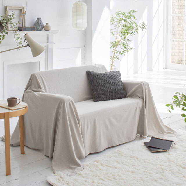 Fab the Home】ヘリンボーンニット/フェザーストーン マルチカバー 150