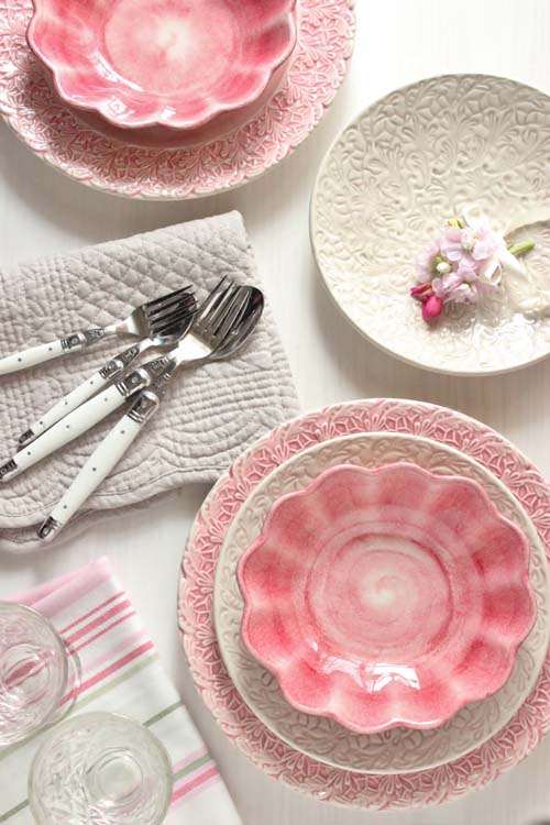 MATEUS(マテュース) ｜レースプレート 25cm (ライトピンク/グレ