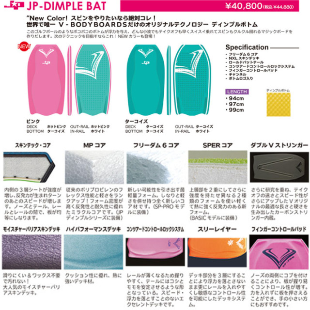 2025 ボディーボード V-BODYBOARDS ブイボディーボード JP DIMPLE BAT