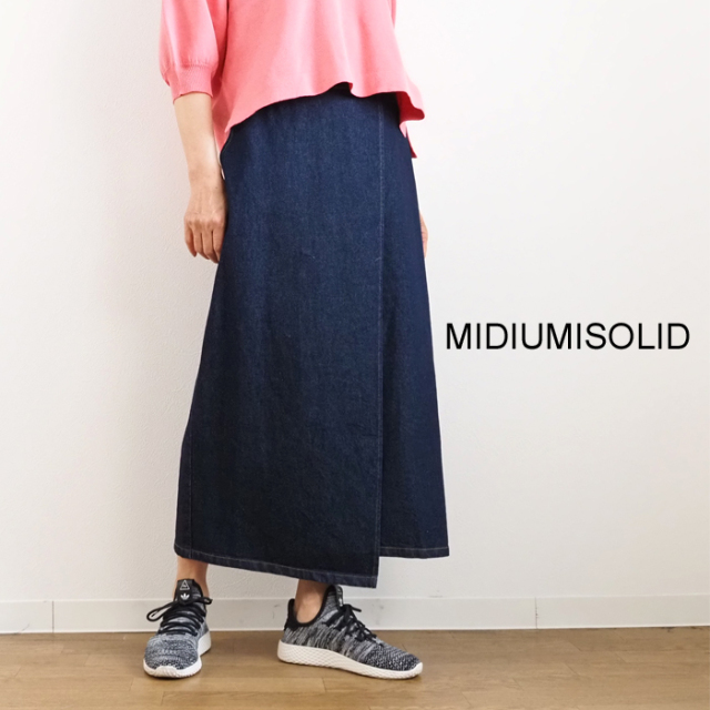 MIDIUMISOLID ミディウミソリッド デニムラップスカート インディゴ
