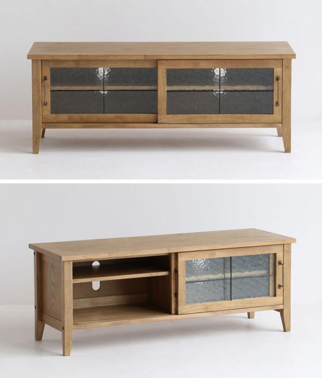 すりガラス戸の木製テレビ台｜北欧家具通販アンバーデザイン
