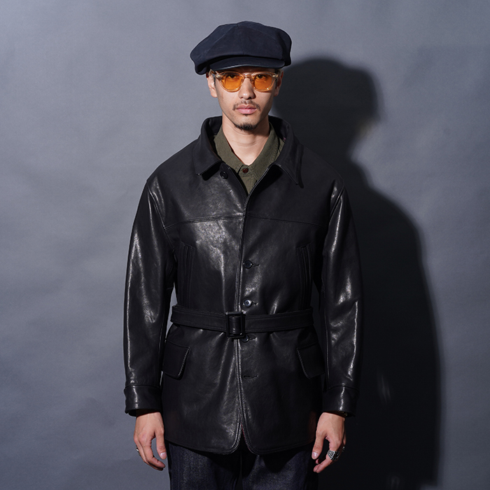 BYGH5302 /「GOODFORD - CAR COAT / BLACK」1940'sレザーカーコート