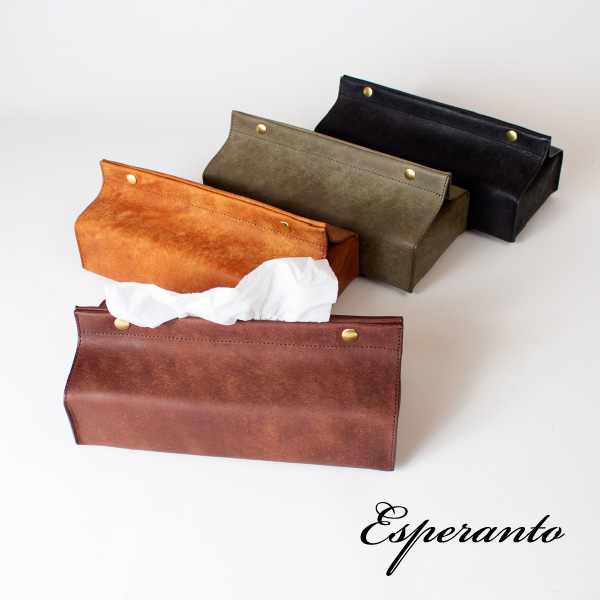 esperanto エスペラント ボックスティッシュケース イタリアレザー