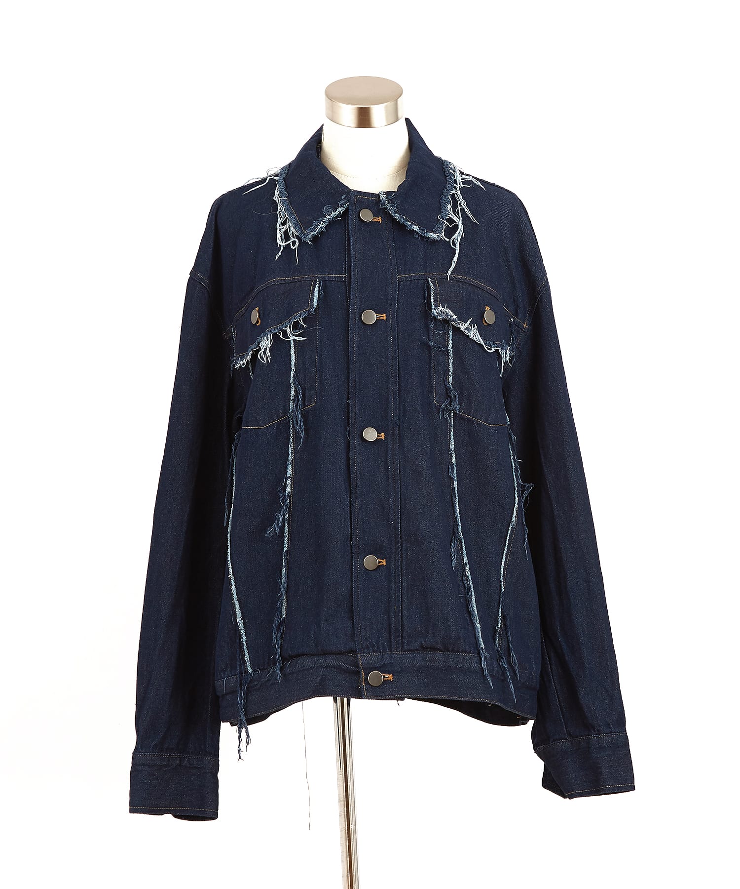 カットオフクラッシュデニムジャケット / メンズ レディース ユニ