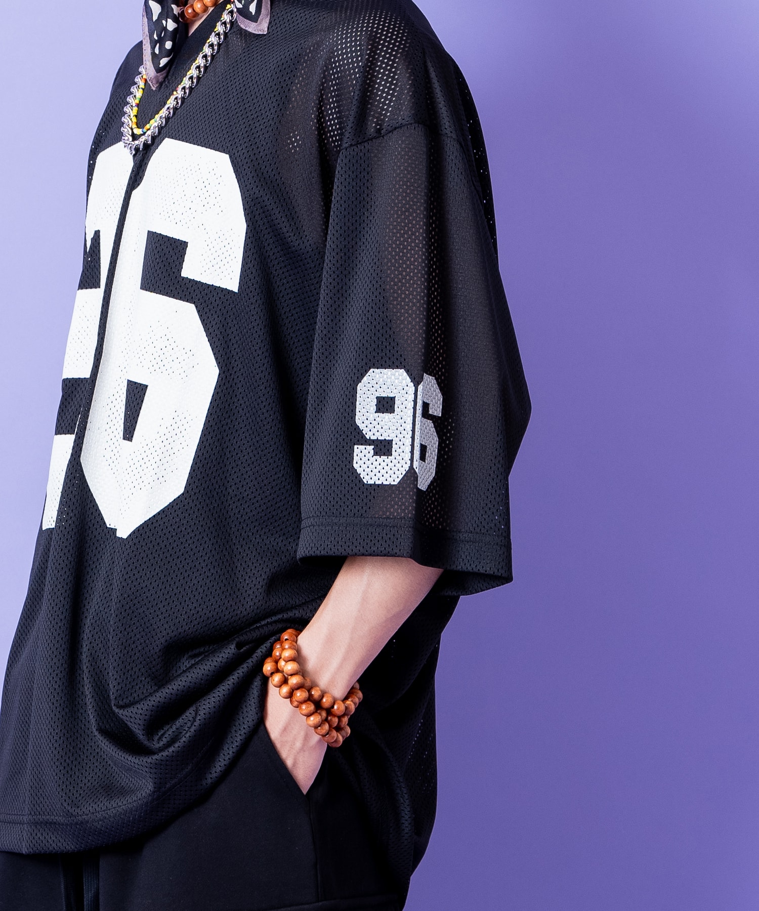 ナンバリングプリントオーバーサイズメッシュゲームシャツ / 半袖