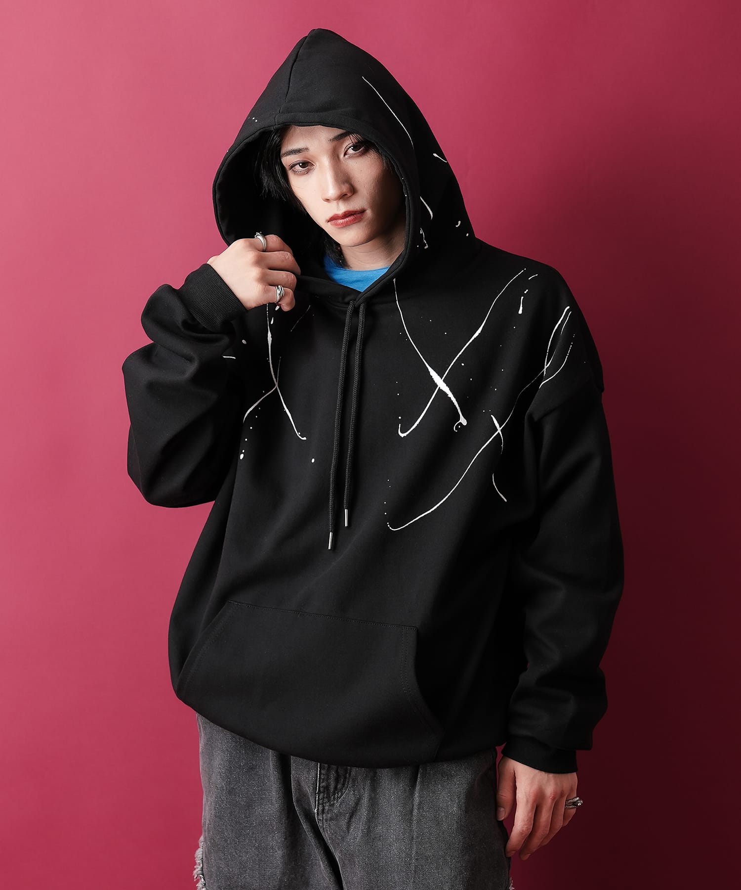 ペイントスウェットポンチプルオーバーパーカー / スエット メンズ