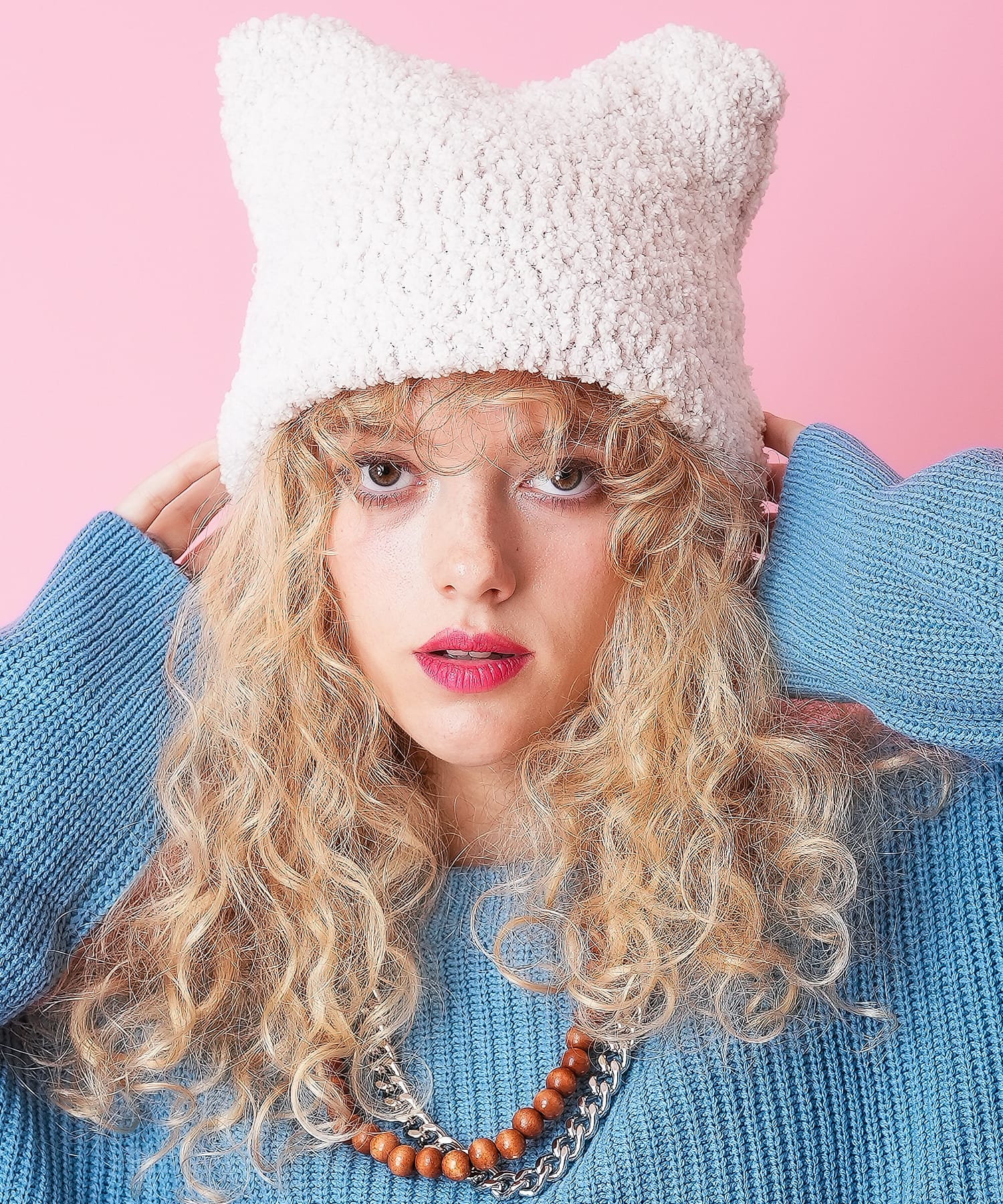 モコモコネコ耳ニット帽 / メンズ レディース ニットキャップ ユニ