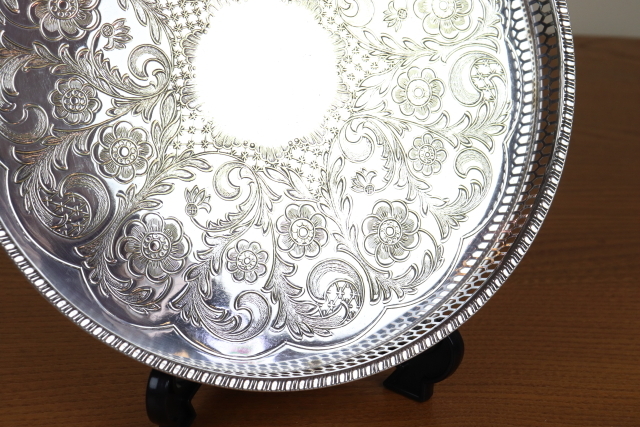 イギリス VINERS社 シルバープレート ALPHA PLATE ラウンドトレイ