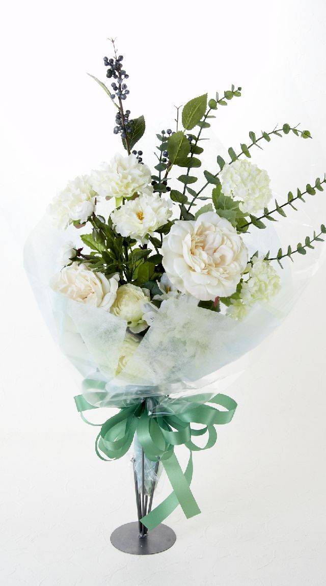 贈答・贈呈用・ギフトの造花花束】ラフィネホワイト・ブーケ｜造花