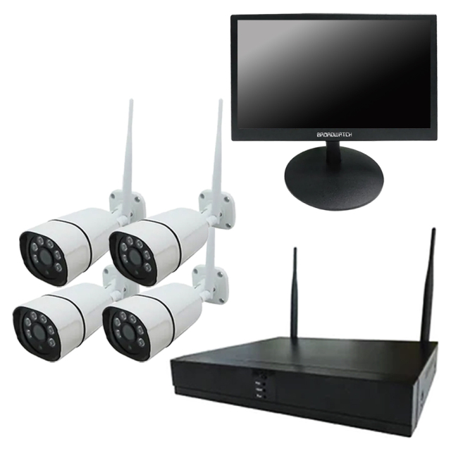 SEC-W-M4CH-16L | 300万画素ネットワークカメラ×4台・15.6インチLCD