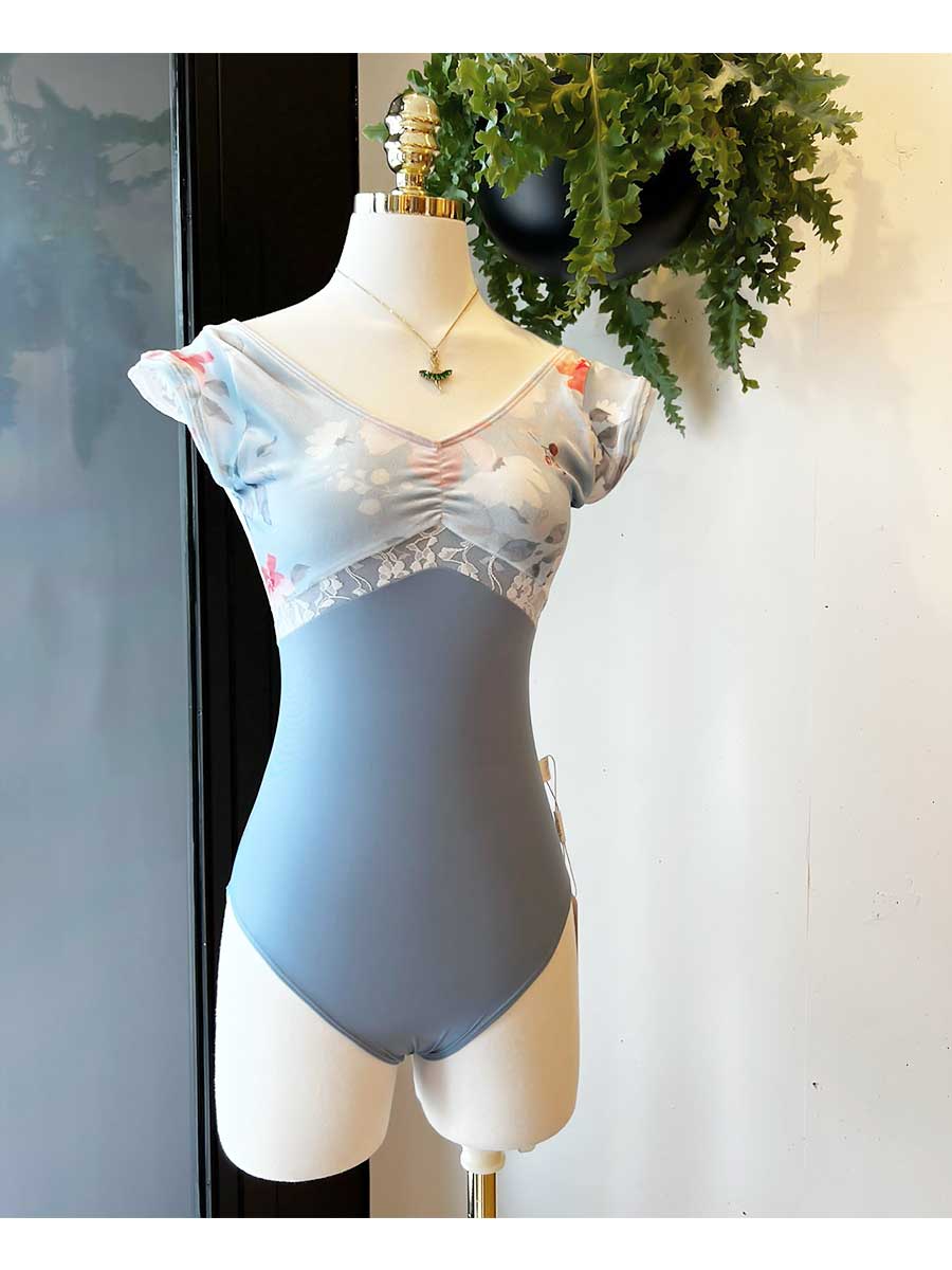 ClassIn（クラスイン）＞半袖フラワー柄ベルベッドレオタード（537