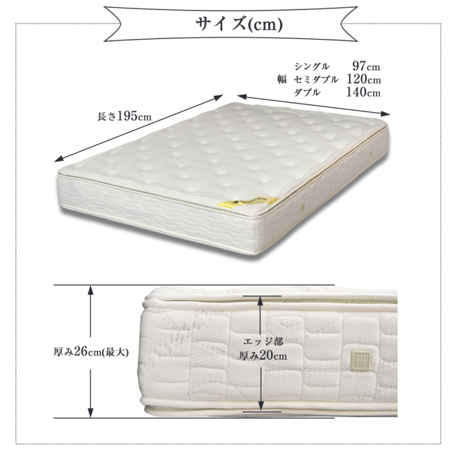 送料無料】快眠！強靭なばねで安心ウール ＆ 両面 ピロートップ