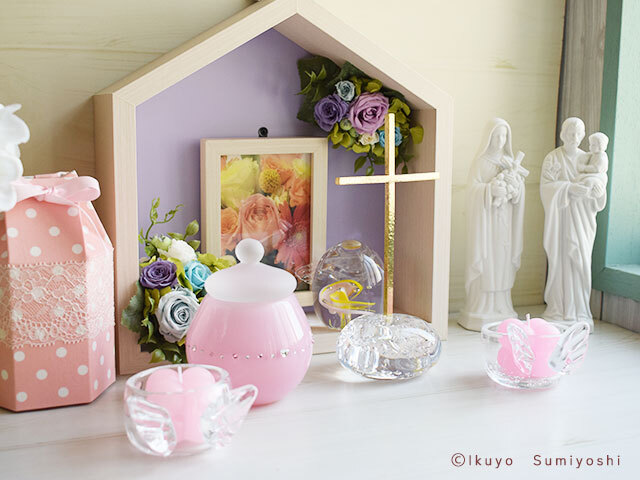 ガラスのオブジェ十字架 クロス 天使具 クリスタル聖具