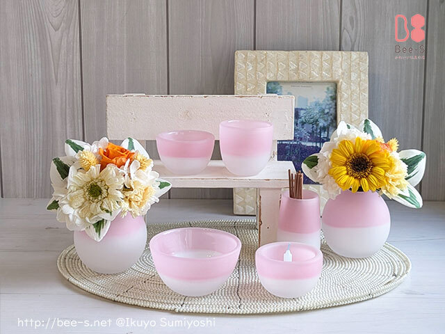 ピンク小さいサイズのミニ仏具6点セット 【irohana】