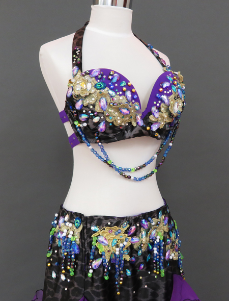 ベリーダンス衣装】サテン地レオパード柄が艶やか！大人の魅力を高める