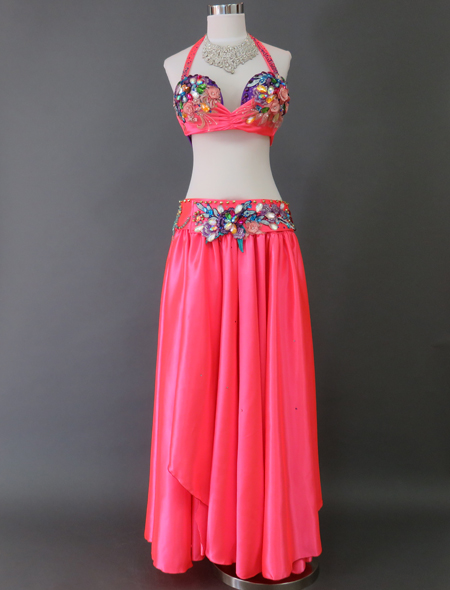 ベリーダンス衣装】青味ピンク×紫が透明感を引き立てる◎ベリーダンス