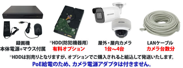防犯カメラ 屋内屋外 家庭用 243万画素 IP 1〜4台セット