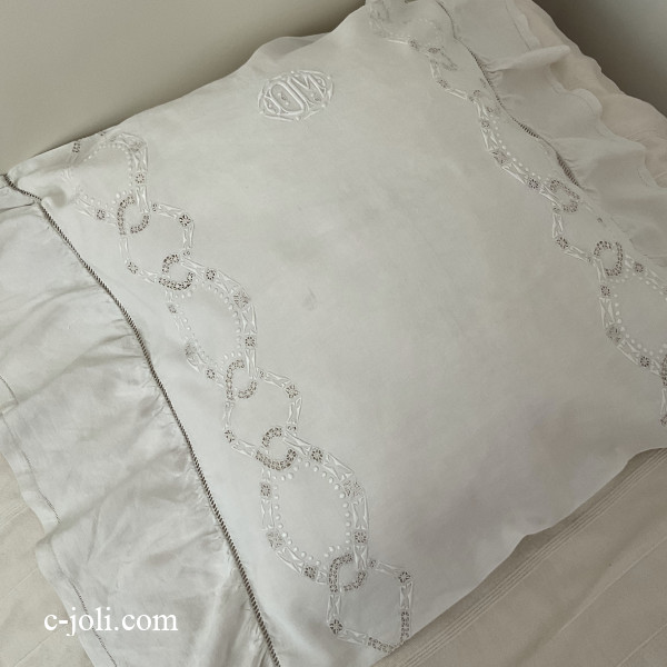 パリ発送】B1675 フランスアンティークリネンピローケース/クッション