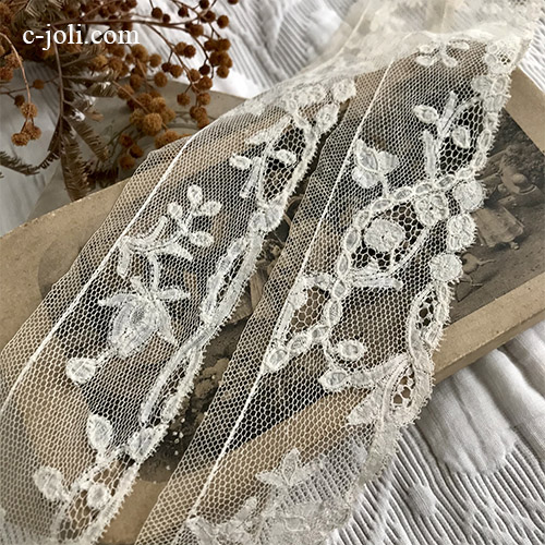 日本発送】L2656 フランスアンティークレーストリム/テープレース