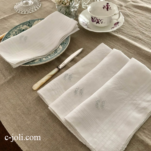 T3103 フランスアンティークリネンテーブルナプキン/アンティーク