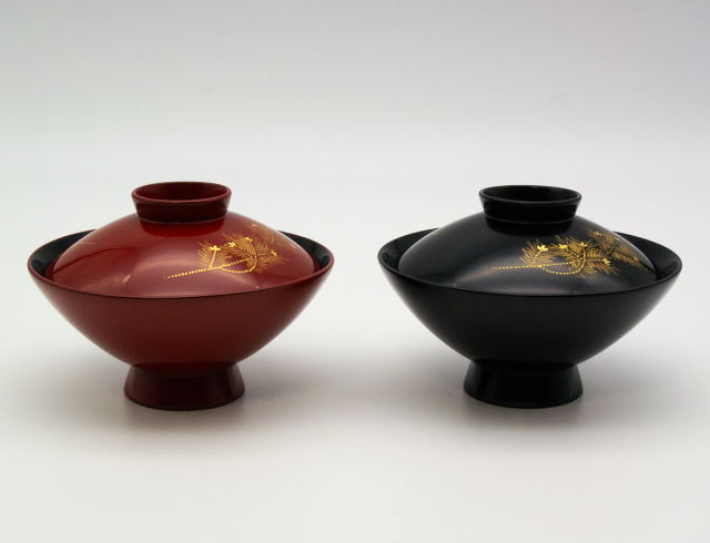 復興支援》輪島塗 蓋付夫婦椀 若松之図沈金 かぶらきでしか買えない