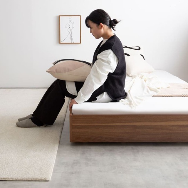 Lib（リブ） すのこローベッド セミダブルサイズ ボンネルマットレス付き