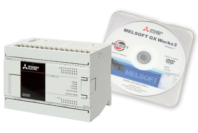 iQ-FシーケンサFX5UJ-40MRとGX Works3を組み合わせたセット商品です。