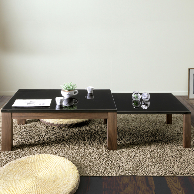 Olivia伸縮可能なセンターテーブル ブラック 最大1500