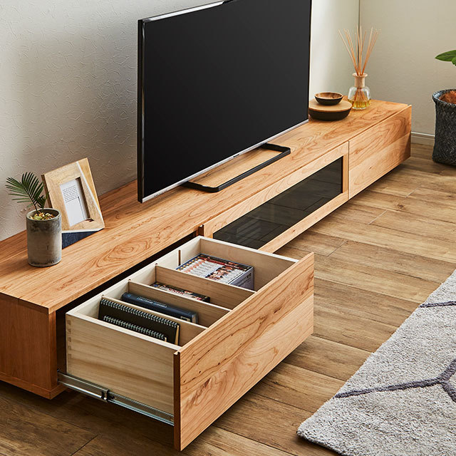 サイズオーダー可】天然木、無垢材使用テレビボード 凛／RIN-W2400