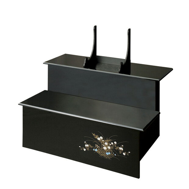 盆棚 精霊棚 黒塗り祭壇 蒔絵付き(2段)