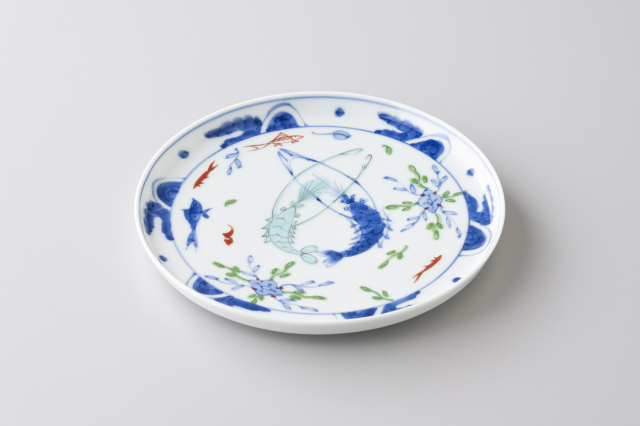 染錦双海老6寸平皿・有田焼渓山窯の皿です。