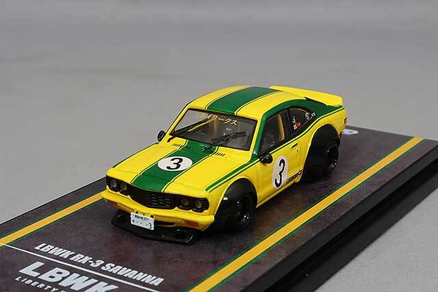 イノモデル 1/64 LB-WORKS マツダ RX3 サバンナ イエロー/グリーン #3