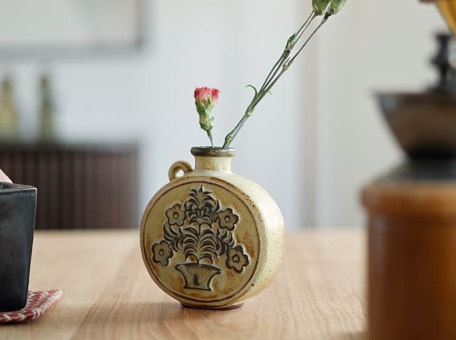 フラワーベース かしわ窯 grip round｜北欧・ヴィンテージインテリア