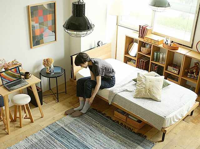 ベッド UNIK（ユニック） シェルフ付きタイプ｜北欧・ヴィンテージ