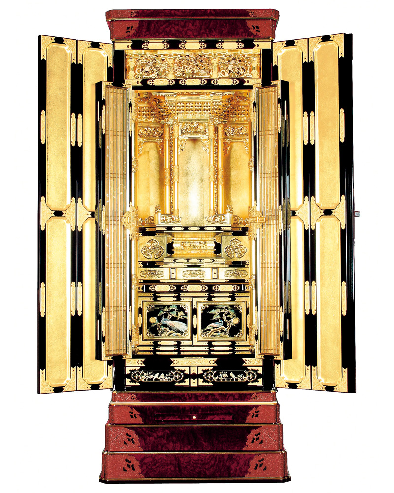 京型胴長【美濃】 サシマス 木出 角金具打 西 箔仕上 18号 | 激安仏壇