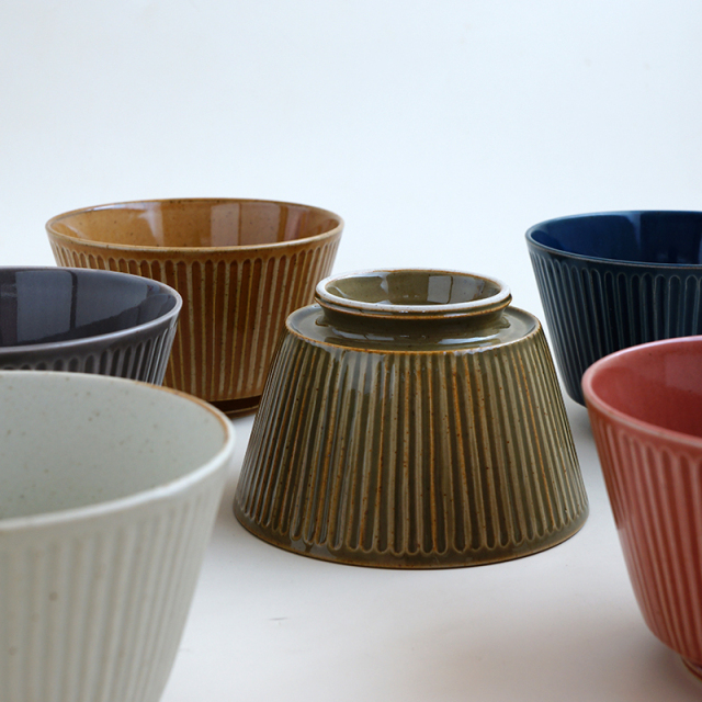 kat&rogerストライプデザイン陶器ボウル 北欧ブランドの器 ストライプ