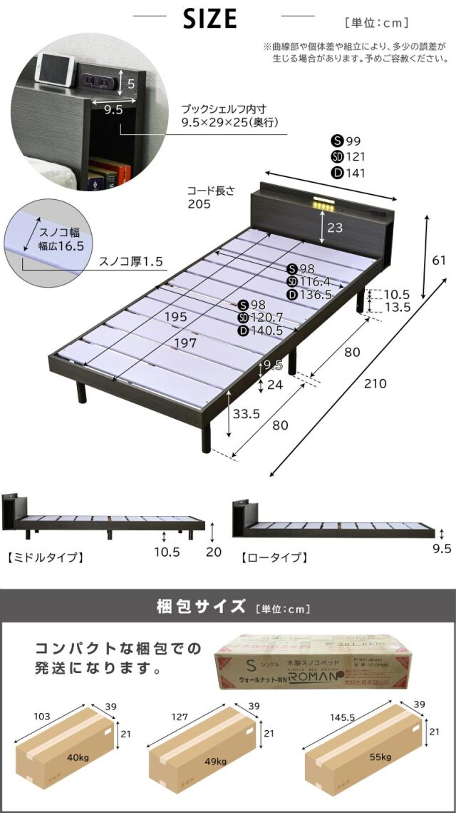 キングサイズベッド】(低・高反発両面マットレス2枚付) 【送料無料