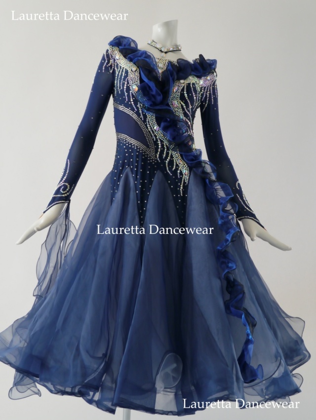 社交ダンスドレス・衣装】スタンダード/モダン 高級仕様 ネイビー