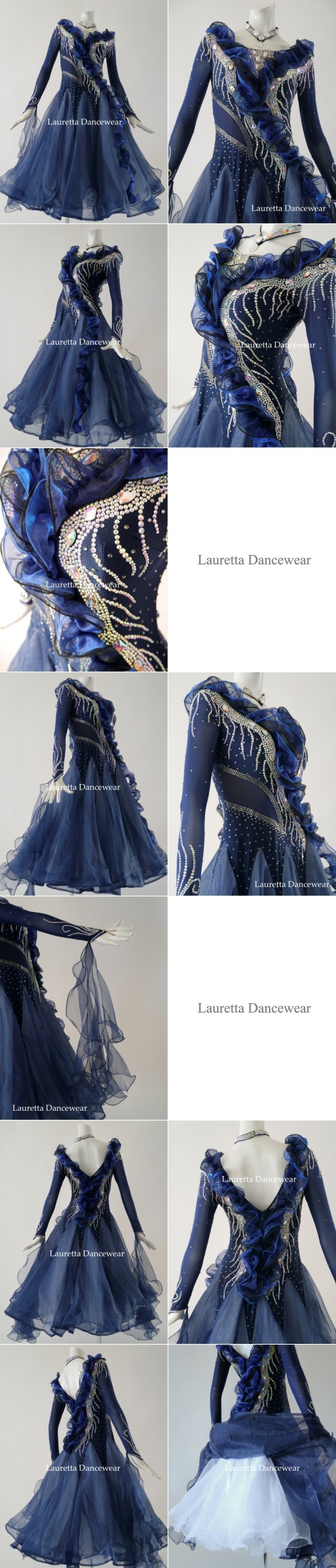 社交ダンスドレス・衣装】スタンダード/モダン 高級仕様 ネイビー