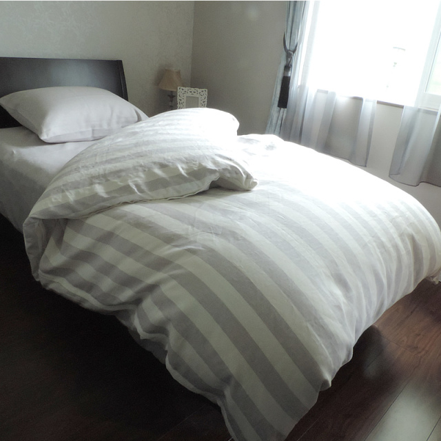 リネン 掛布団カバー シングル CLASSITE Gris グレー ストライプ