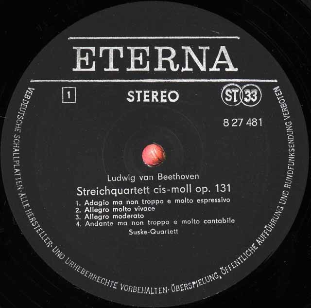 LP レコード ズスケ四重奏団のベートーヴェン/弦楽四重奏曲第14番 独