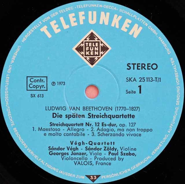 LP レコード ヴェーグ四重奏団のベートーヴェン/後期弦楽四重奏曲集 独