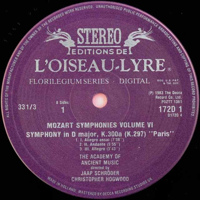 LP レコード ホグウッド、エンシェント室内管弦楽団モーツァルト